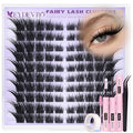 EYDEVRO Fairy Lash Clusters Kit Wispy Eyelash Clusters Kit Volume Lash Clusters with Spikes LC Curl Fox Cat Eye Lashes Manga Cluster Eyelash Extensions Lash Bond and Seal Tools for DIY Lash Extensions