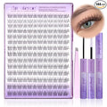 Pawotence Lash Extension Kit Wispy Lash Clusters Kit 9-12mm Natural Individual Lashes Kit 168pcs Cluster Eyelash Extension Kit with Lash Bond and Seal, Lash Applicator for Self Use