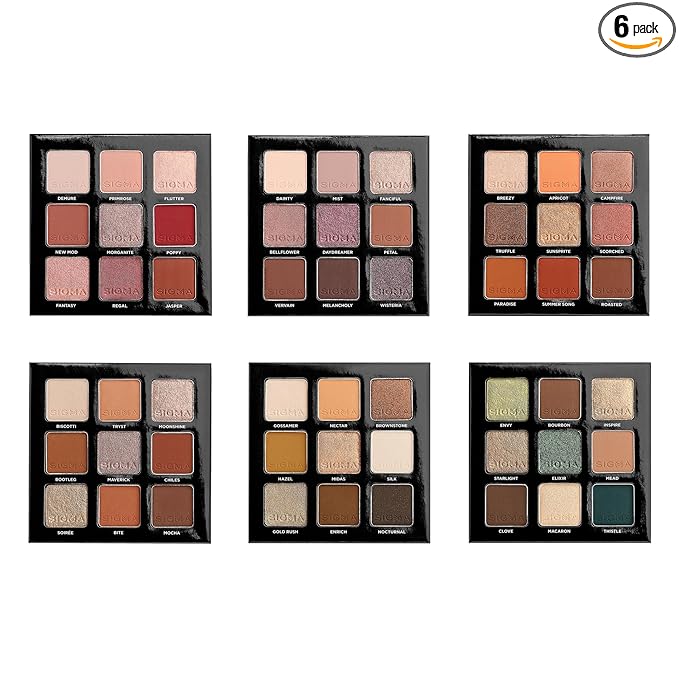 Sigma Beauty On-The-Go Eyeshadow Palette Set Includes 6 Eyeshadow Palettes