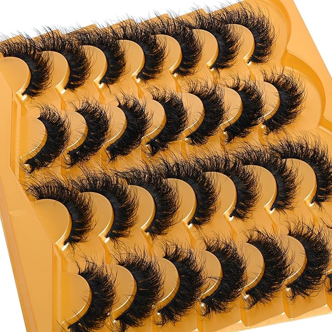 Lashes 17MM False Eyelashes Volume Faux Mink Lashes 14 Pairs Pack Dramatic Fake Eyelashes Wispy Cat-Eye Look Waterproof Strip Lashes That Look Like Extension, by TIMELABS Lashes 14Pairs