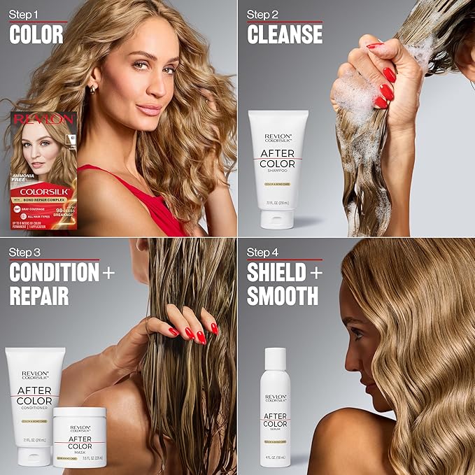REVLON ColorSilk After Color Shampoo, Moisturizing & Bond Repairing, Sulfate & Paraben Free, Vegan, For All Hair Colors & Types, 7.10 fl oz