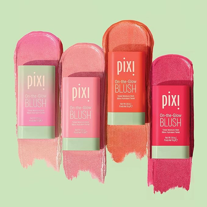Pixi On-the-Glow Blush Stick in Juicy, Hydrating Tinted Moisture Stick for Cheeks and Lips with Ginseng, Aloe Vera and Fruit Extracts, Twist-Up Design, Paraben-Free, 19g / 0.6 oz