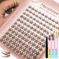 Mavphnee Brown Lash Clusters Kit Fairy Lash Extensions Kit Anime Eyelash Clusters Spiky Cluster Eyelash Extensions Natural Manga Individual Lashes Kit with Bond and Seal Lash Glue Clear