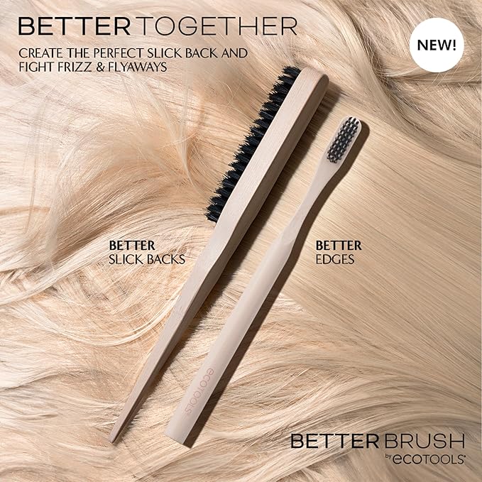 EcoTools Edge Defining Hairbrush, For Precision Styling, Tame Edges, Baby Hair, & Frizz, Dense Synthetic Bristles, Small Brush Head To Style Hairline, Renewable Bamboo, Cruelty-Free, 1 Count