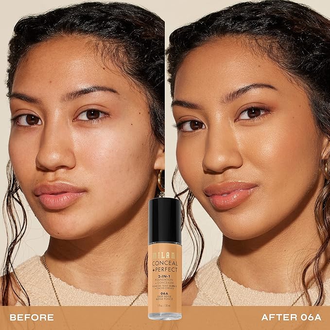 Milani Conceal + Perfect 2-in-1 Foundation + Concealer for a Flawless Complexion, Under Eye Corrector, Cover Redness and Imperfections, Waterproof and Sweatproof - 06A-Deep Beige