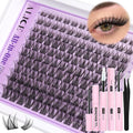 Wispy Lash Clusters Kit Natural Lash Extensions Kit DIY Cluster Eyelash Extensions C-Curly 8-16mm Individual Lashes Kit with Lash Remover Black Bond and Seal Soft Thin Band by ALICE