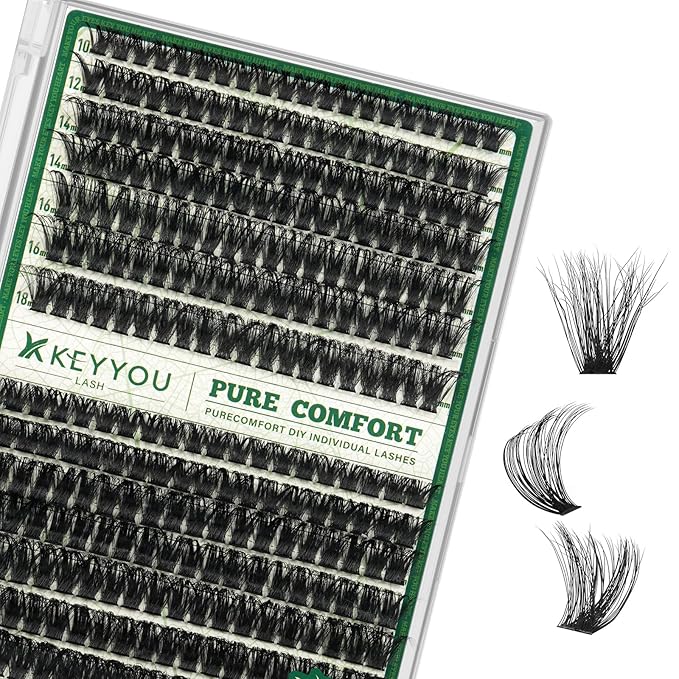 KEYYOU Lash Clusters Thick Volume 280pcs 80D&100D 10-18mm D Curl Eyelash Clusters with 0.03mm Thin Band, Super Soft Wispy for Beginner DIY at Home