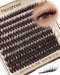 Mavphnee Brown Lash Clusters Wispy Natural Eyelash Extensions Dark Brown Individual Lashes 10-16MM CC-Curly Cluster Lashes Extensions 180Pcs Hybrid Eyelash Clusters DIY Lash Pack