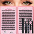 Lash Clusters Kit, Eyelash Clusters Individual Lash Extension Kit Pcs D Curl Fluffy Wispy False Eyelashes Extensions Thin Band with Bond Seal Tweezers Brush Removers (30D+40D KIT 9-16mm)