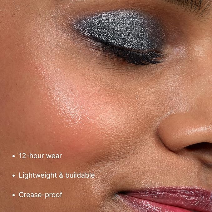 Winky Lux Rose Petal Liquid Eyeshadow, Longwear, Buildable, High-Pigment, Blendable, Crease-Proof, with Hydrating Vitamin E & Mango Seed Butter, Clean Beauty, Cruelty-Free, Vegan, Midnight Shimmer