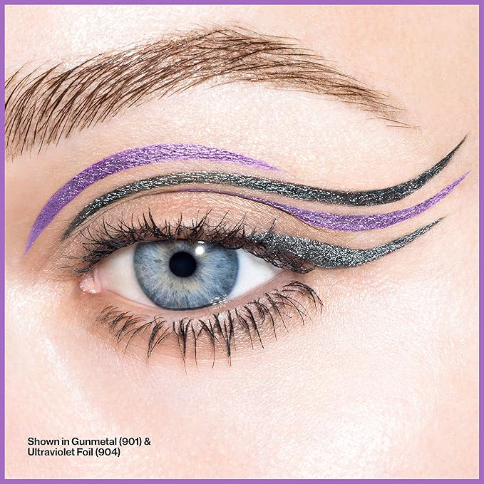 Revlon So Fierce! Chrome Ink Liquid Eyeliner, Longlasting Bold Metallic Pen Liner with Dip Ink Cap for Pearl, Shimmer Blend, 904 Ultraviolet Foil, 0.03 oz.