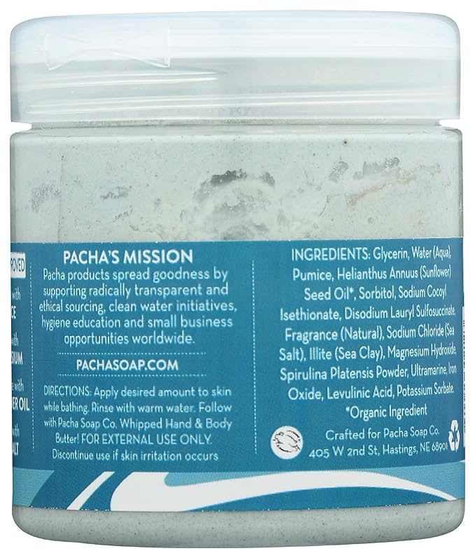 Pacha Soap Sea Mud Whipped Soap Scrub, 8 Oz