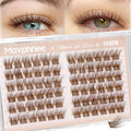 14MM Lash Clusters Brown Cluster Eyelash Extensions Natural Fluffy Individual Lashes C Curl Clear Band Cluster Lashes Reusable Wispy Dark Brown Lash Extensions For Full Glam