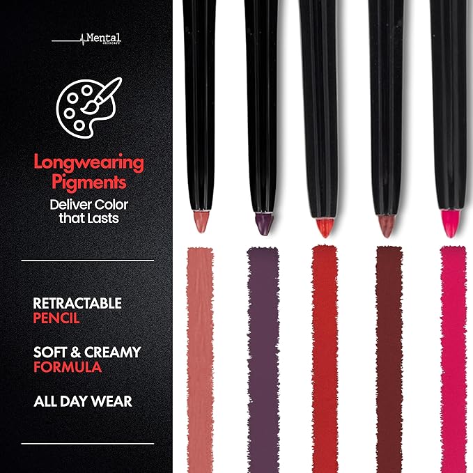 Purple Lip Liner – Creamy, High-Pigment Matte Color, Retractable - Long-Lasting & Non-Drying Makeup Lip Liner with Smooth Application for Defined Lips - No Feathering or Fading (Warrior)