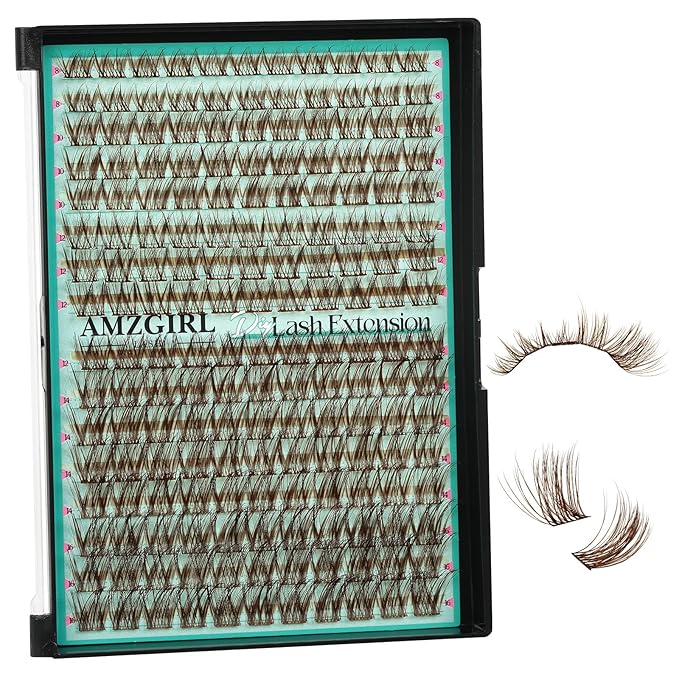 Brown Lash Clusters 176 Pcs Wispy Eyelash Extensions Natural Individual Lashes C Curl Dark Brown Cluster Lashes Beginner Friendly DIY Eyelashes Cluster at Home for Everyday Wear(Halos,8-16mm)