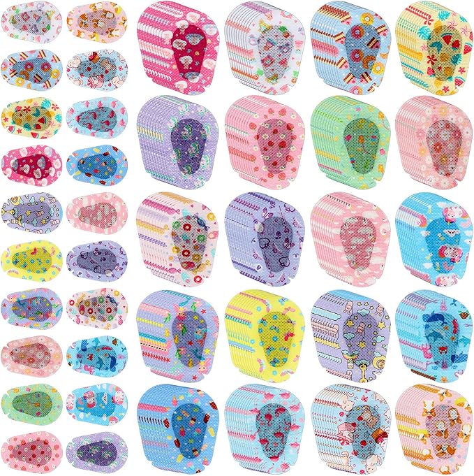 Copkim 200 Pcs Adhesive Eye Patches for Kids Girls Cute Toddler Eye Patch Bulk Colorful Breathable Cartoon Lazy Patch for Children Baby Light Blocking, 20 Styles, 3 x 2 Inches (Patterned)