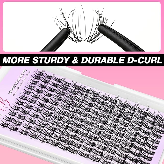 VEYESBEAUTY Lash Clusters Kit Eyelash Extensions Thin & Invisible Band DIY Individual False Eyelashes Newbie's Five-Second Series Lash Tray for Self-application, Sylph Lashes 8-18mm Mixed Length