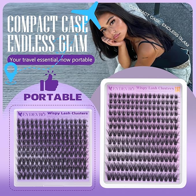 EYDEVRO Wispy Lash Clusters Natural Eyelash Clusters 9-18mm CD Curl Cluster Eyelash Extensions DIY Lash Extensions Individual Lashes 160 Pcs Cluster Lashes