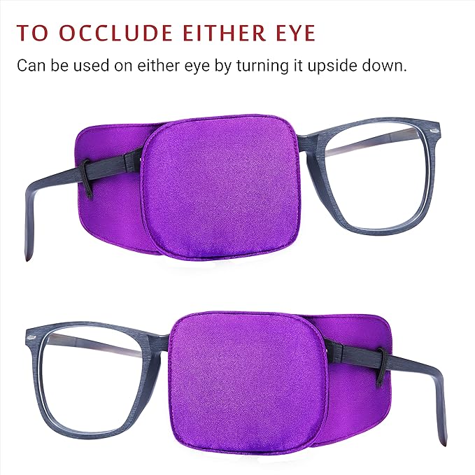 Astropic Large Silk Eye Patch for Adults Kids Big Glasses to Cover Either Eye (Large, Violet)
