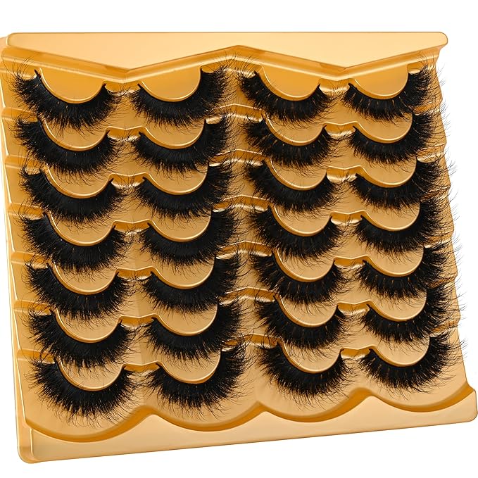 Lashes 18MM False Eyelashes Volume Faux Mink Lashes 14 Pairs Pack Dramatic Fake Eyelashes Wispy Cat-Eye Look Waterproof Strip Lashes That Look Like Extension, by TIMELYBS