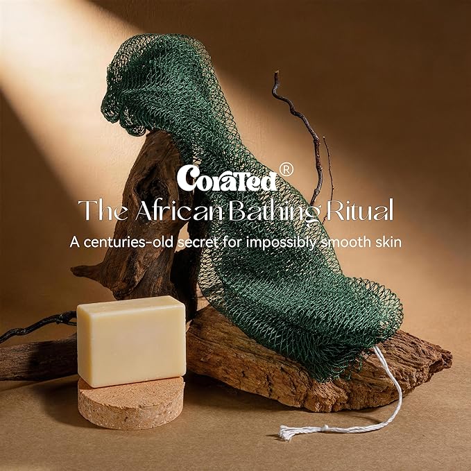 CORATED African Net Sponge Authentic, Shower Loofah Exfoliating Bath Sponge, Body Scrubber for Women and Men Daily Use Body Care, Travel Portable Bath Accessories Gifts for Women