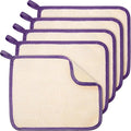 Tatuo 5 Pcs Exfoliating Face and Body Wash Cloths Towel Weave Bath Exfoliating Scrub Massage Bath Cloth for Women and Men, 10.23 x 8.66 Inch(Purple Edge)