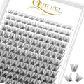 QUEWEL Lash Clusters 144 Pcs Wide Stem Individual Lashes C/D Curl 8-16mm Length DIY Lash Extension Soft False Eyelashes Wispy Cluster Lashes Easy to Create Natural Look At Home(Natural-C-MIX8-16mm)
