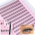 Natural Lash Clusters Kit Wispy Eyelash Clusters Clear Band Lashes Clusters CC-Curly Individual Lashes Kit DIY Lash Extension Kit Cluster Eyelash Extension Waterproof Lash Bona and Seal and Remover
