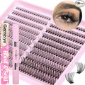 Geeneiya 20D+40D Lash Extension Kit Wispy Lash Clusters Kt Natural Cluster Eyelash Extensions with Waterproof Lash Bond and Seal