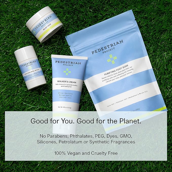 Pedestrian Project Walker’s Foot Cream for Calluses and Dry Feet - Hydrates, Softens & Smooths with Shea Butter, Moringa Seed Oil & Aloe - Vegan, Cruelty-Free Foot Care, 4 oz