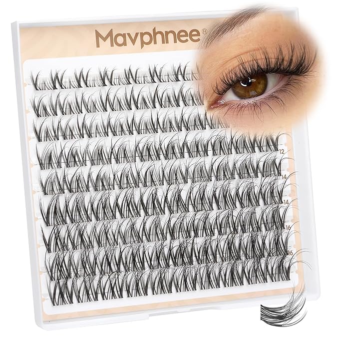 Spider Lash Clusters Natural Wispy Eyelash Extensions 8-16MM Cluster Lash Individuals with CC Curl & Flexible Clear Band Effortless Application Clusters Seamless Blend Eyelashes Inspired by Kim K