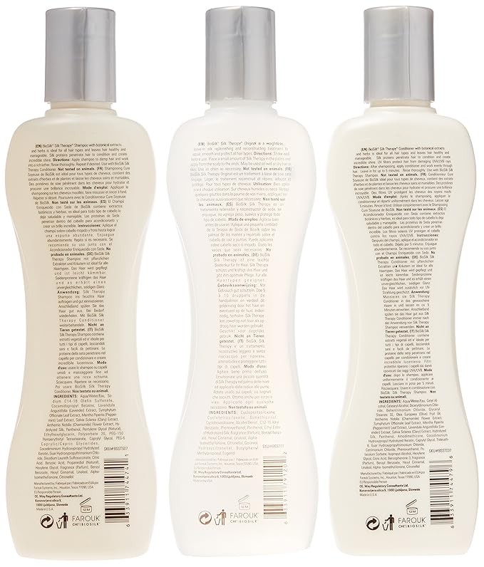 BioSilk Silk Therapy Trio Gift Set: Silk Infused Shampoo, Conditioner & Serum for All Hair Types, Restores & Maintains Hair Health, Paraben & Sulfate Free, 21 Fl Oz