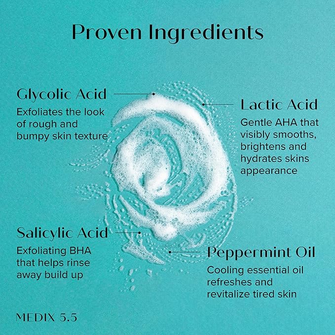 Medix 5.5 Anti Aging Skin Care 3PC Set | Vitamin C Body Cream + Exfoliating AHA Glycolic Acid Foaming Face & Body Wash + Vitamin F Booster Serum, Wash + Treat + Hydrate Skincare Set
