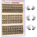 Natural Lash Clusters Wispy Eyelash Clusters 3 Styles 10-16MM Cluster Eyelash Extensions CD Curly Individual Lashes 140pcs DIY Lash Extensions with Soft Thin Band