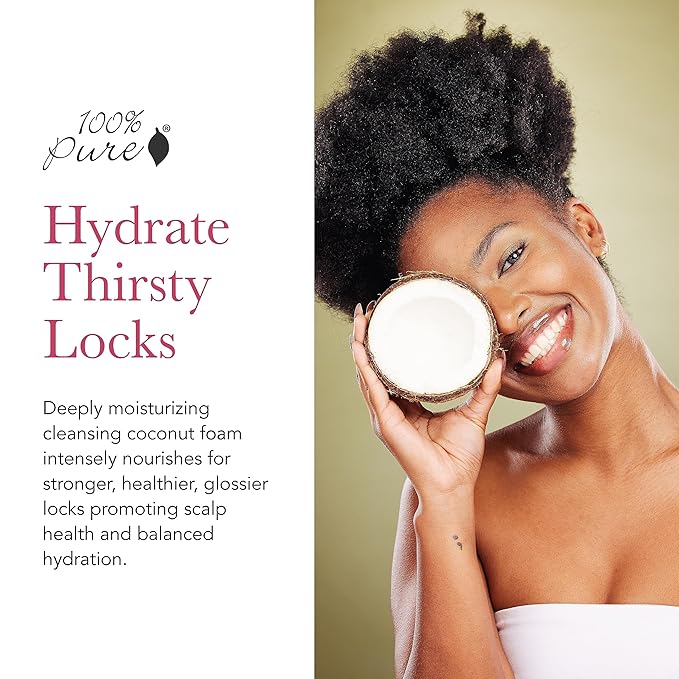 100% PURE Coconut Milk Restorative Shampoo & Cleansing Detox Helps Restore Damaged Hair, Replenish Moisture & Body - Healthy Hair Growth for Women & Men - Sulfate Free - 8 Fl Oz