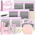 YIDUO 6 Styles Eyelash Clusters Kit 40D/60D/Volume/Manga/Spikes Portable Lash Makeup Bag Kit 10-18mm Wispy Individual Eyelash Extensions, Volume Studio Effect Lashes Kit