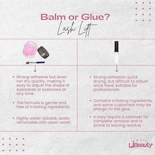 Libeauty Salon Choice Lash Lift Glue Balm, Super Sticky for Brow Lamination and Eyelash Perm, Gentle Fragrance, Water Soluble, Brush Included, Pink Peach
