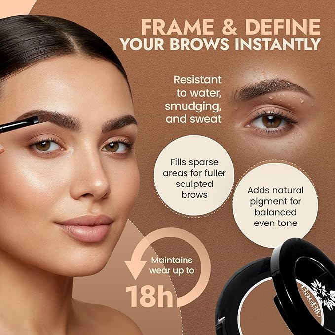 Organic Eyebrow Powder - Vegan Brow Tint for Shaping, Filling & Defining, 100% Natural - Smudge-Proof & Long-Lasting Conditioning - Cruelty-Free, Paraben-Free, Gluten-Free, Made in USA - Taupe