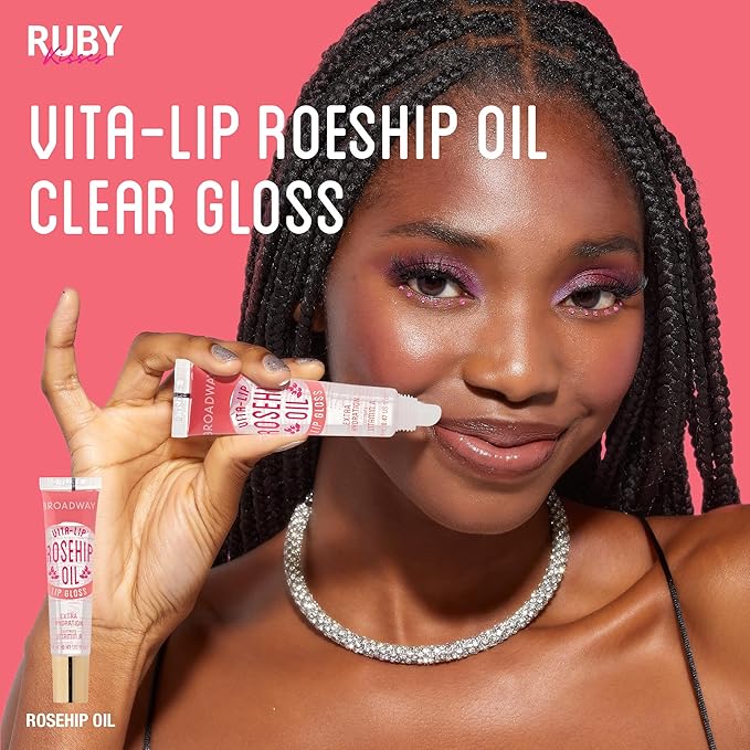Ruby Kisses Broadway Vita-Lip Clear Lip Gloss (Rosehip Oil 48 Pack), Ultra-Hydrating & Soothing Formula with Vitamin Oils, High-Shine Non-Sticky Finish, Healing Glossy Lip Balm With Vitamin A