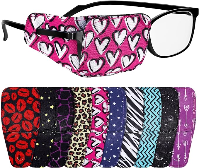 Sosation 10 Pcs Eye Patches for Adult Left Right Eye, Eyepatch for Glasses, Mixed Styles
