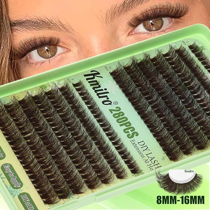 Brown Lash Clusters 160D Fluffy Cluster Eyelash Extensions 8-16mm Waterproof D Curl Volume Eyelash Clusters 280Pcs Dark Brown Individual Lashes Soft Wispy False Eyelashes DIY Lash Extension, by Kmilro