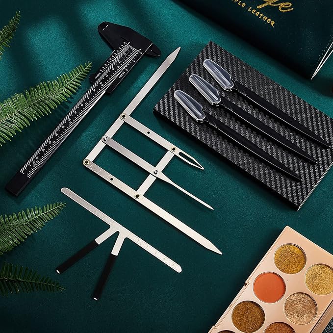 Weewooday 6 Pieces Tattoo Eyebrows Rulers 3 Point Positioning Ruler Mini Caliper Double Scale Vernier Calipers Eyebrow Caliper Microblading Ruler Measuring Tool with Eyebrow Shaver(Black)