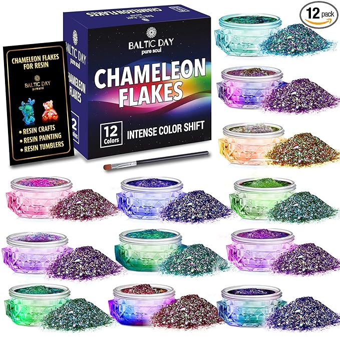 BALTIC DAY - Chameleon Flakes - Chameleon Flakes for Resin - Intense Color Shift Mica Pigment Powder for Resin Molds, Tumblers - Multi Chrome Flakes Pigment for Paint, Nail Art, Eyeshadow