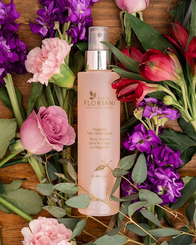 Villa Floriani Magnolia Dry Body Oil with Satin Shimmer | Hydrating After-Shower Mist for Soft, Dry Skin | Scented Body Oils for Women | Made in Italy, Spa-Discovered | 5.07 fl oz