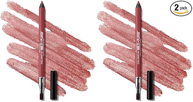 REVLON ColorStay Multiplayer Liquid-Glide Eye Pencil, Multi-Use Eye Makeup With Blending Brush, Blends Then Sets, Creamy Texture, Waterproof, Smudge-proof, Longwearing, 406 Queen of Hearts, 0.03 oz