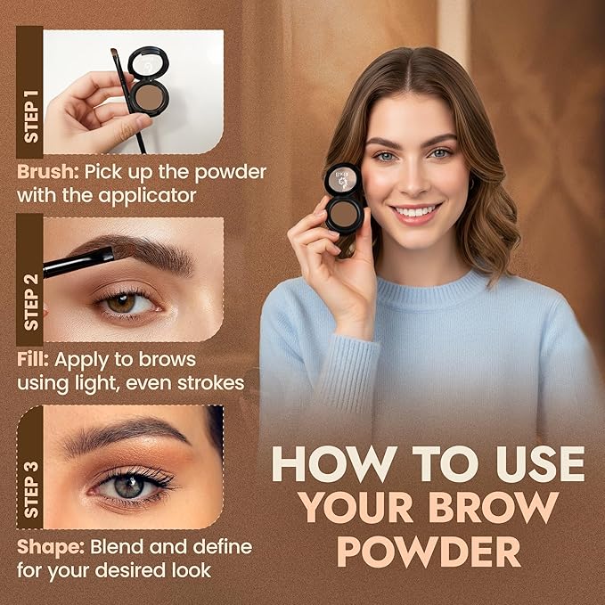 Organic Eyebrow Powder - Vegan Brow Tint for Shaping, Filling & Defining, 100% Natural - Smudge-Proof & Long-Lasting Conditioning - Cruelty-Free, Paraben-Free, Gluten-Free, Made in USA - Auburn