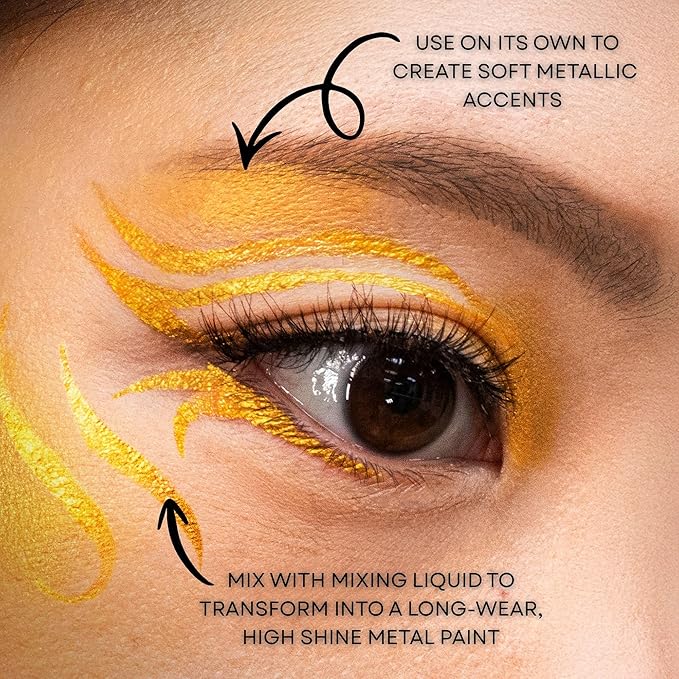 Mehron Makeup Artist Pigment – Metallic FX Powder | Metallic Powder Pigment for Face & Body Paint, Eyeshadow & Eyeliner, Cosplay .15 oz (4.1 g) (Yellow Gold) | Made in the USA