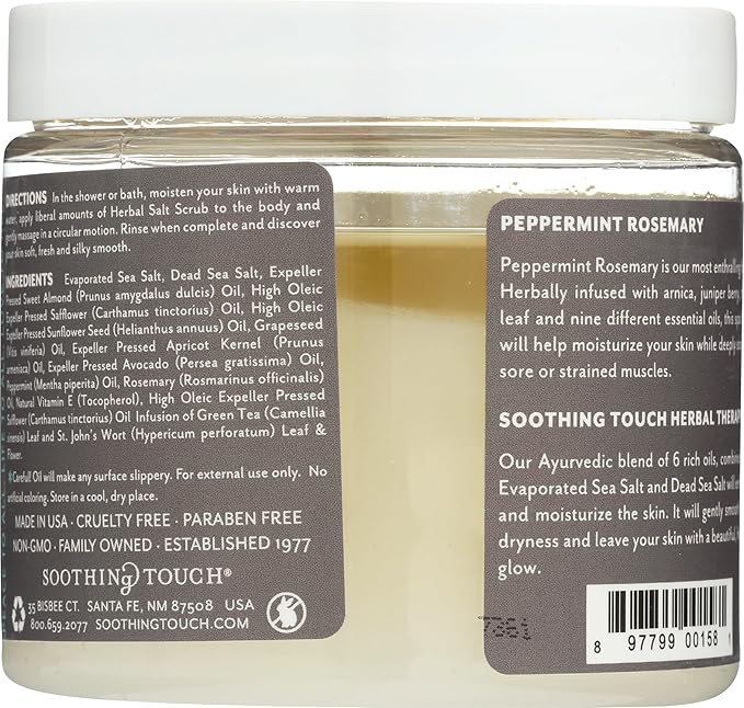 Soothing Touch Herbal Salt Scrub, Peppermint Rosemary - 20 Oz