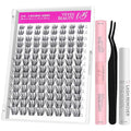 VEYESBEAUTY Crown Lash Clusters Kit Individual Lash Extensions Eye-Catching Series DIY Dramatic Eyelash Wispy Faux Mink Lash Mixed Length Tray with Bond & Seal, Applicator at Home