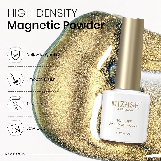 MIZHSE Cat Eye Gel Nail Polish Set, 6 Colors Dawn Ceramic Magnetic Gel Polish with Magnet Stick, Trendy Salon French Nail Polish Kit DIY at Home Gift Set for Women